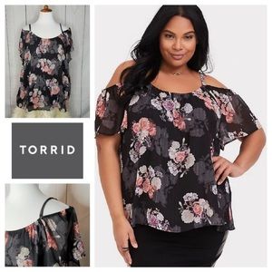Size zero cold shoulder floral top